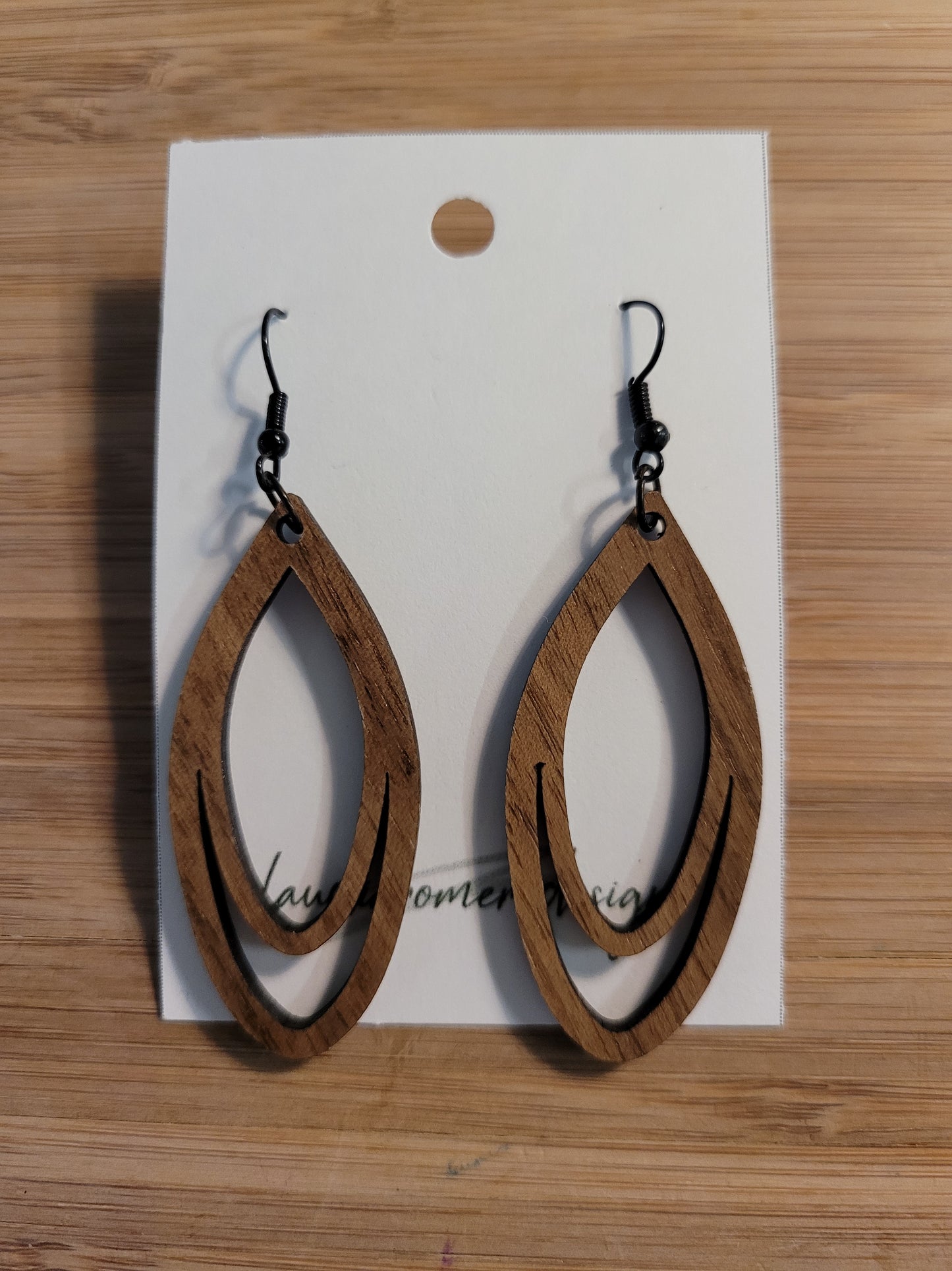 The Oval Skinny Tear - Exotic Wood Earrings