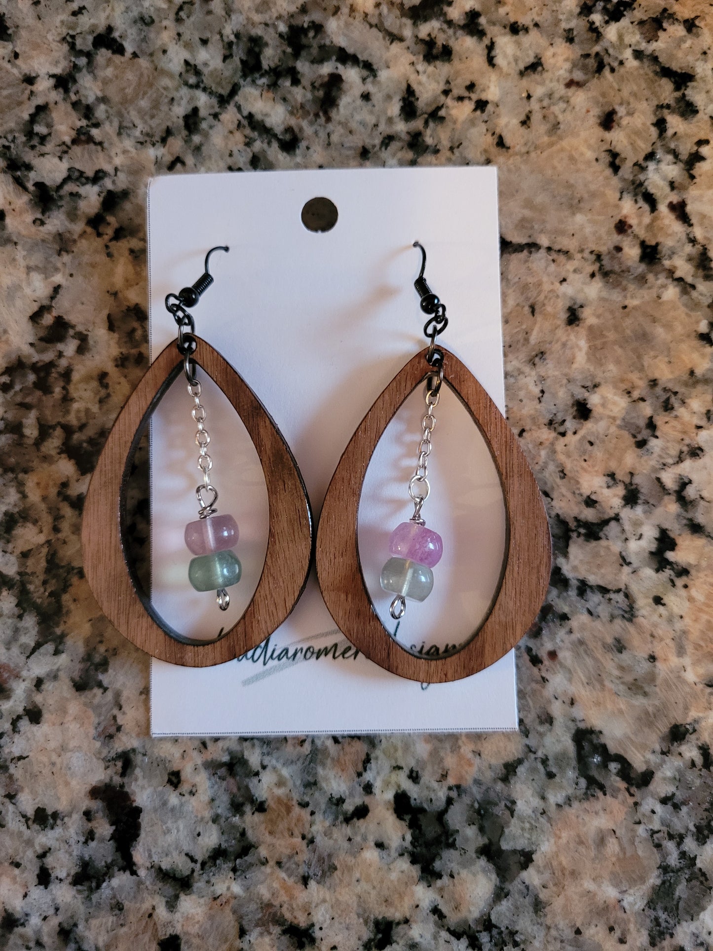The Tulip & Crystal - Exotic Wood Earrings