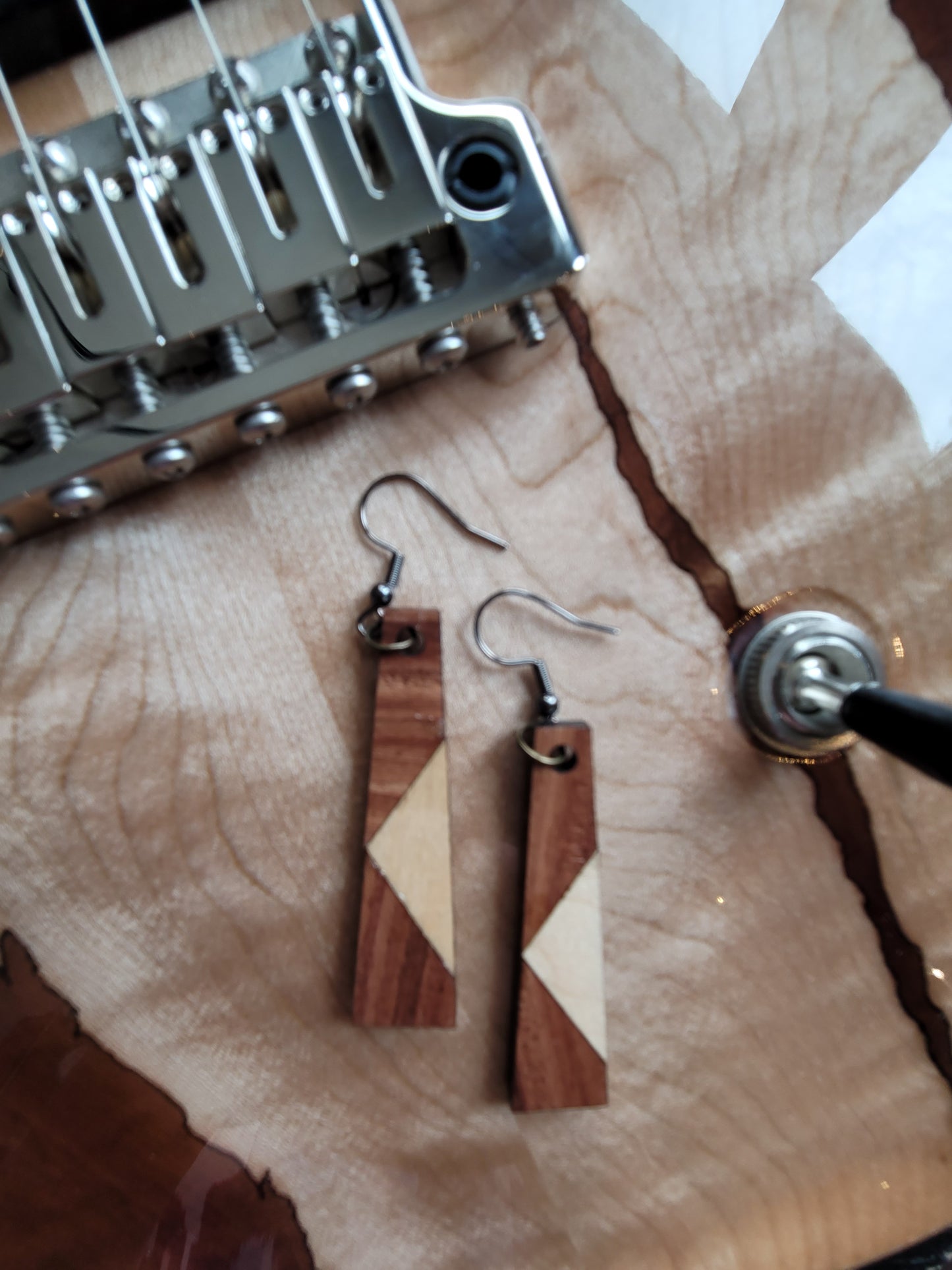 The Triangle 3 Wood - Exotic Wood Earrings
