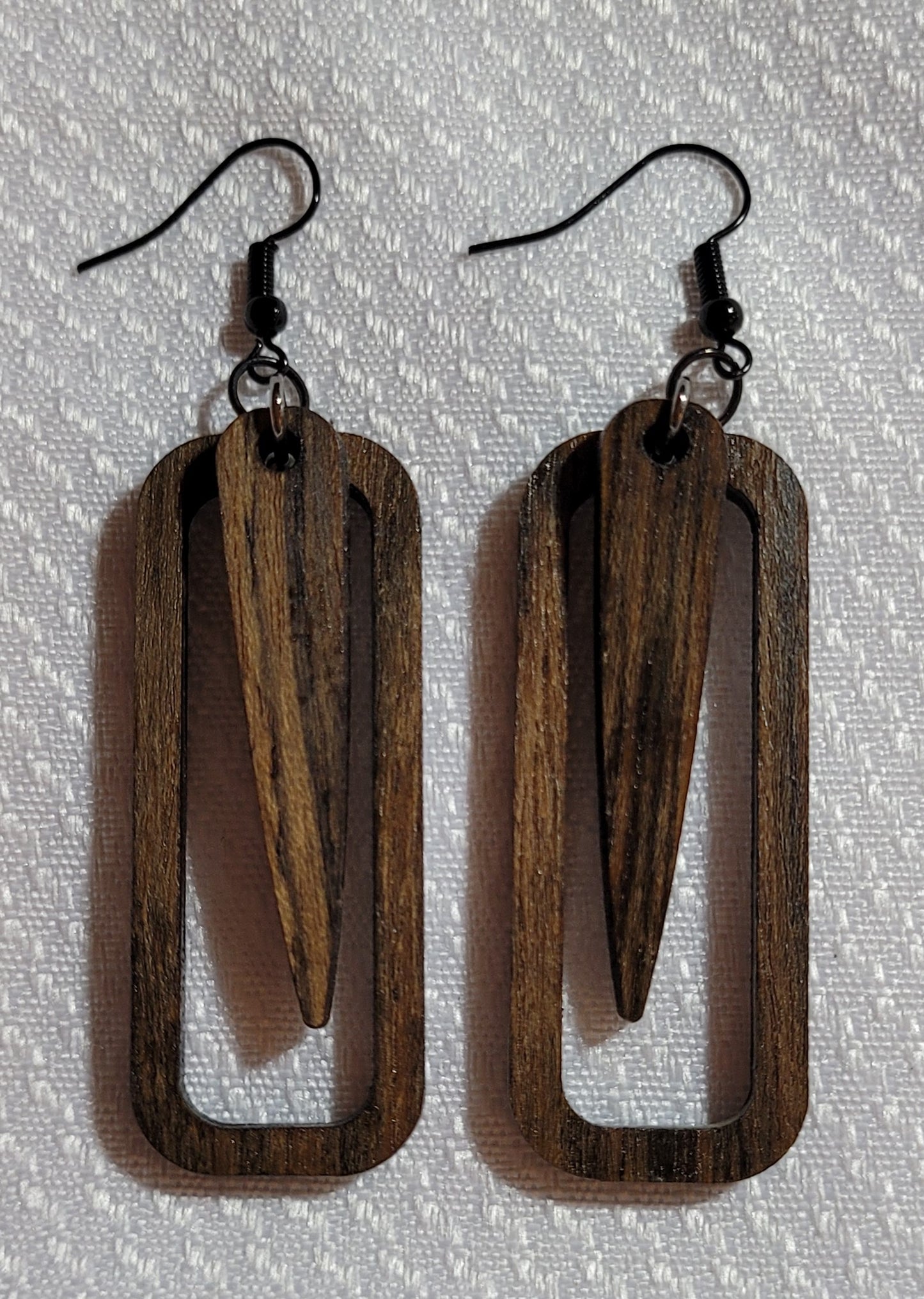 The Smooth Rectangle and Obo - Exotic Wood Earrings