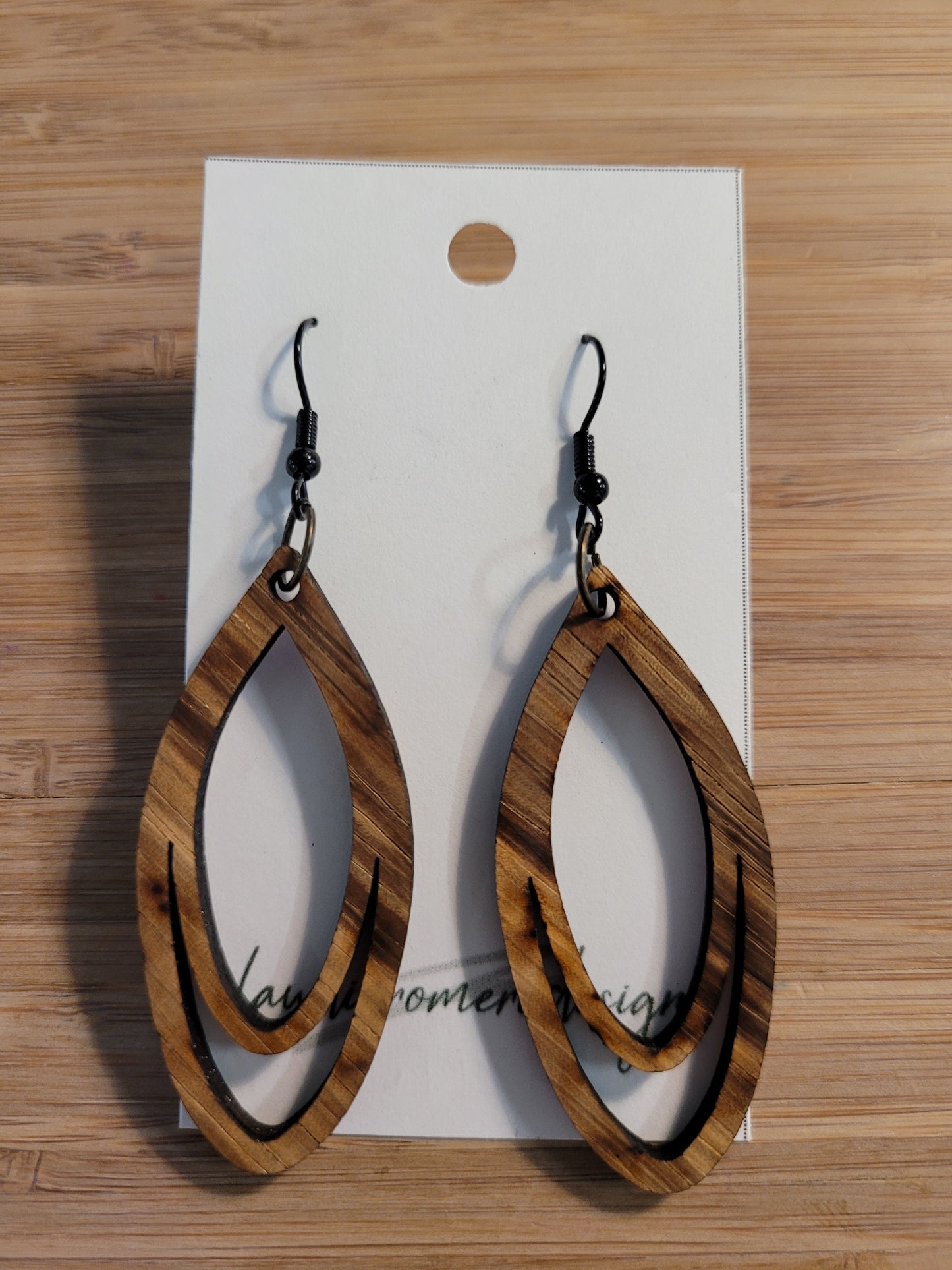 The Oval Skinny Tear - Exotic Wood Earrings