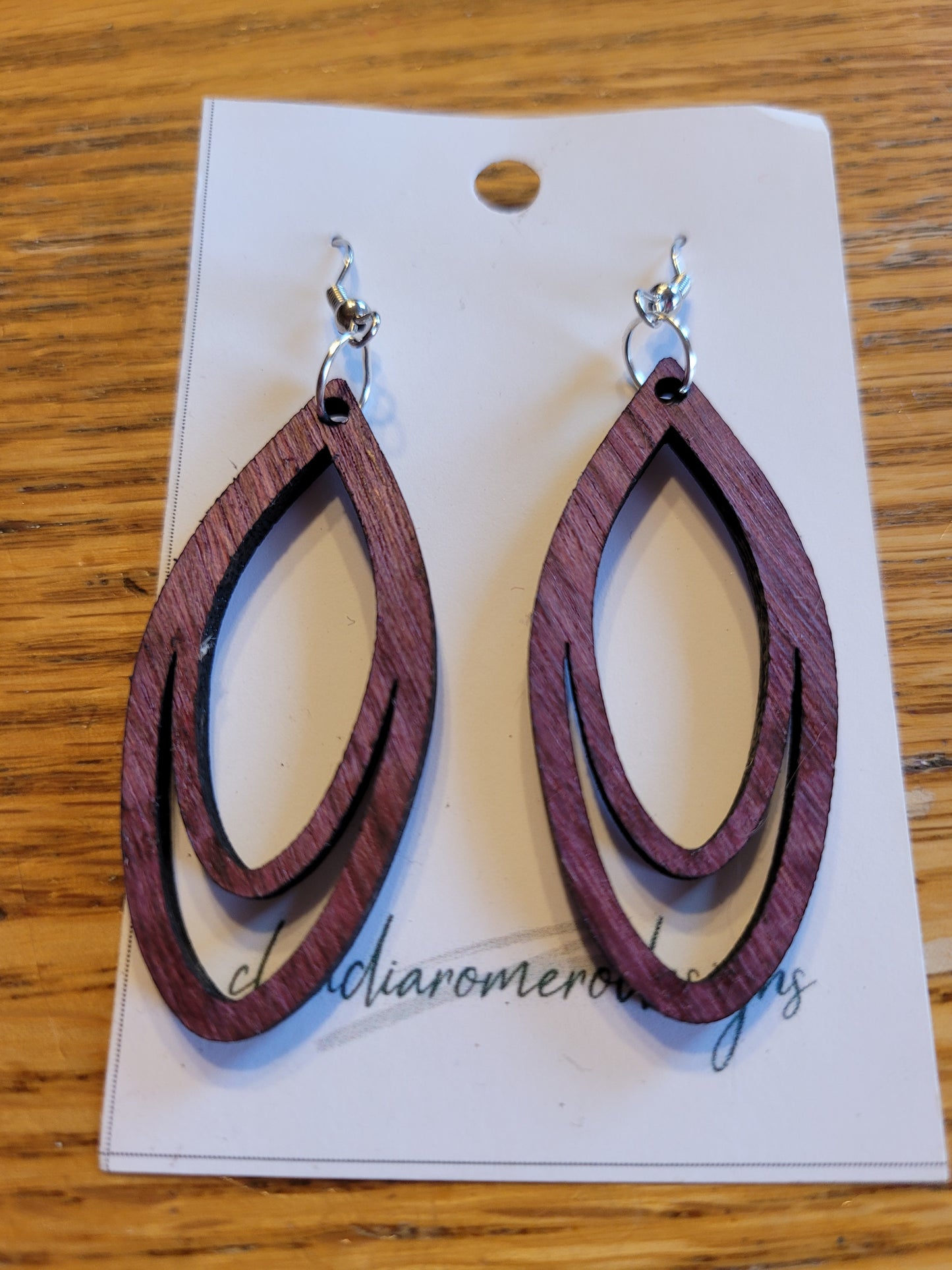 The Oval Skinny Tear - Exotic Wood Earrings