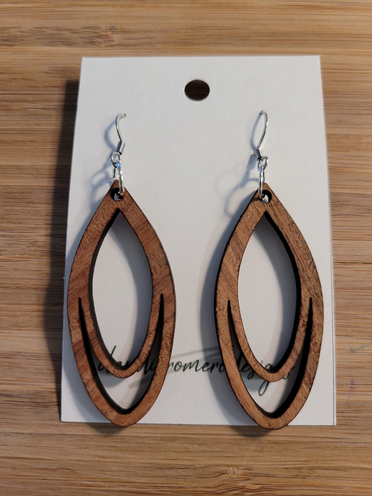 The Oval Skinny Tear - Exotic Wood Earrings