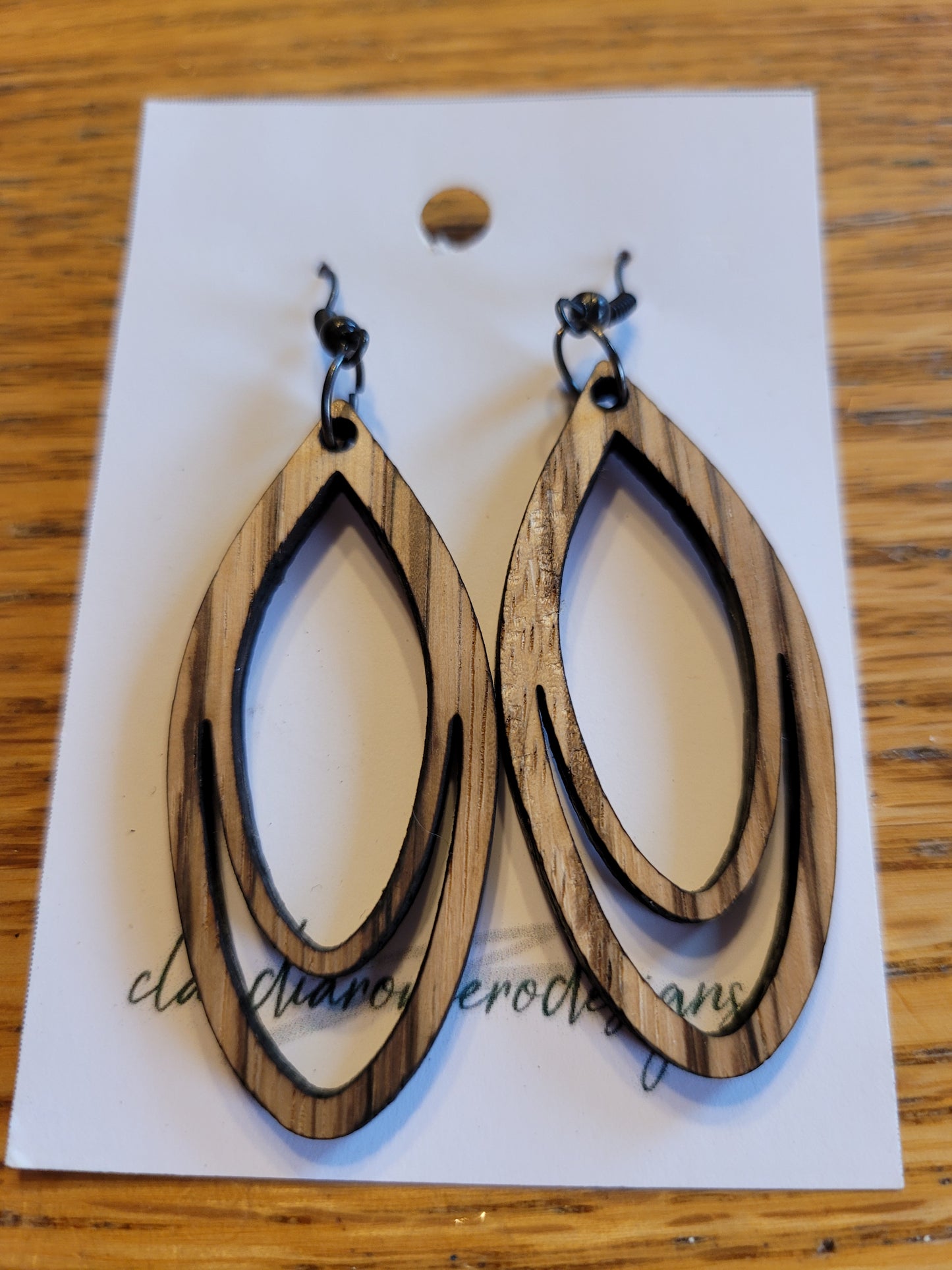 The Oval Skinny Tear - Exotic Wood Earrings