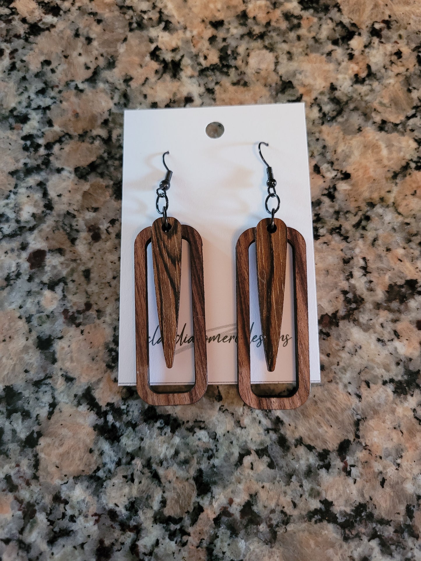 The Smooth Rectangle and Obo - Exotic Wood Earrings